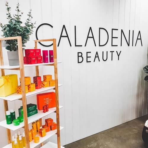 The Caladenia Beauty reception and product shelves