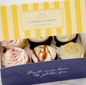 A box of gluten-free cupcakes